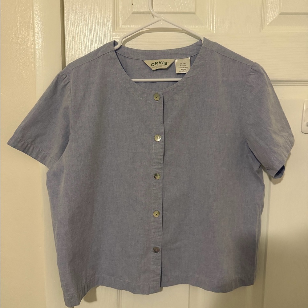 Orvis Light Blue 100% Cotton Button-Up Shirt